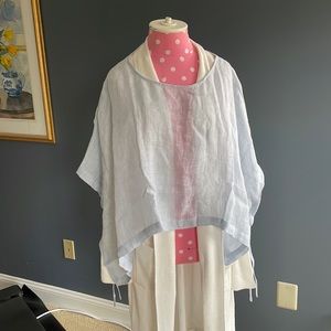 NWT Eileen Fisher linen poncho cape wrap overlay. Size m\l